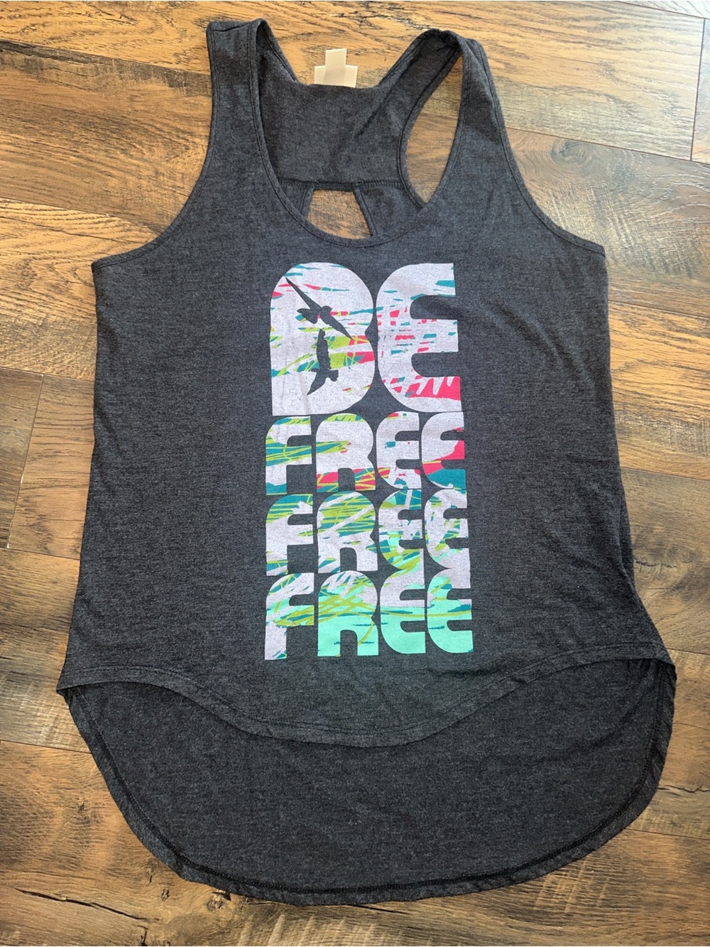 Dark Gray Women’s Graphic Racerback Tank Top - Free Print size L